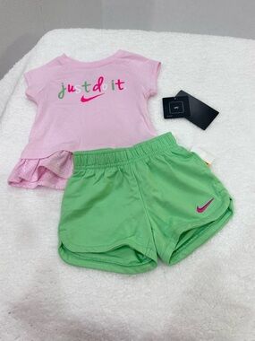 Nike Pink & Green Short Set